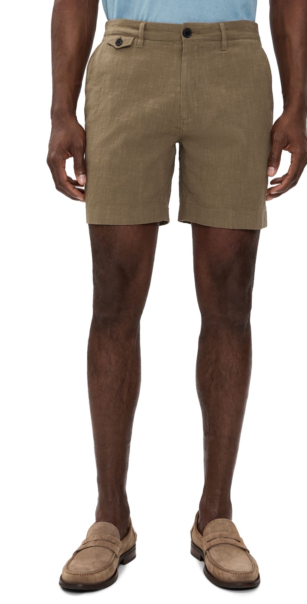 Billy Reid Slub Cotton Moore Shorts Moss Green 36