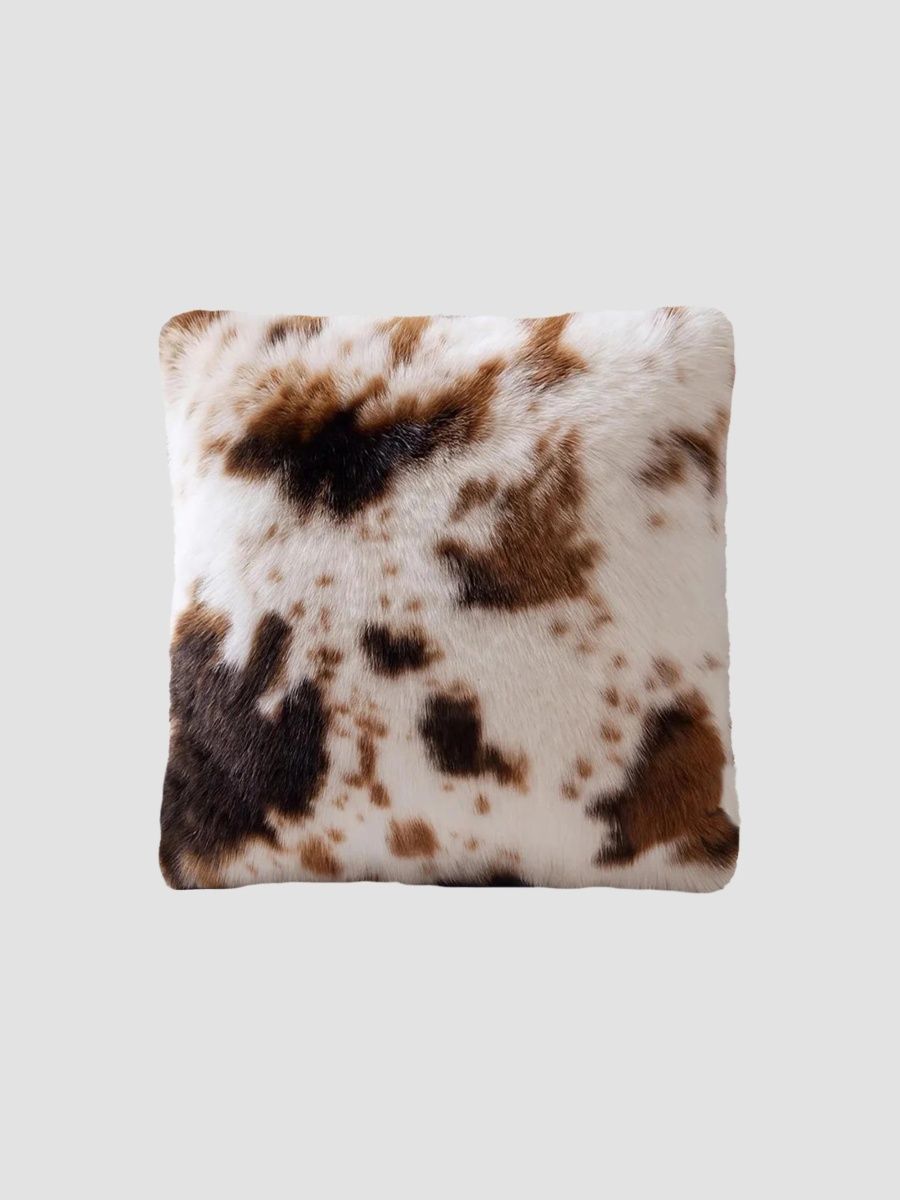 Gorski Cow-Print Faux-Fur Throw Pillow - Cow Spot