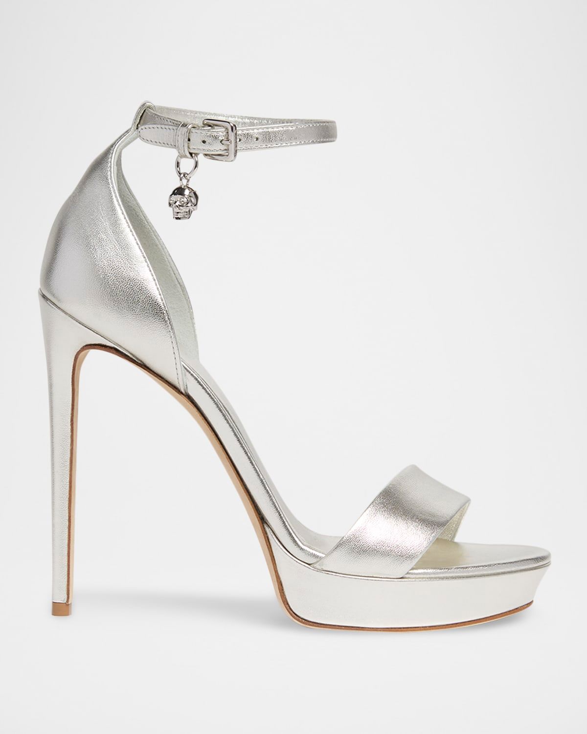 125mm Metallic Leather Platform Sandals