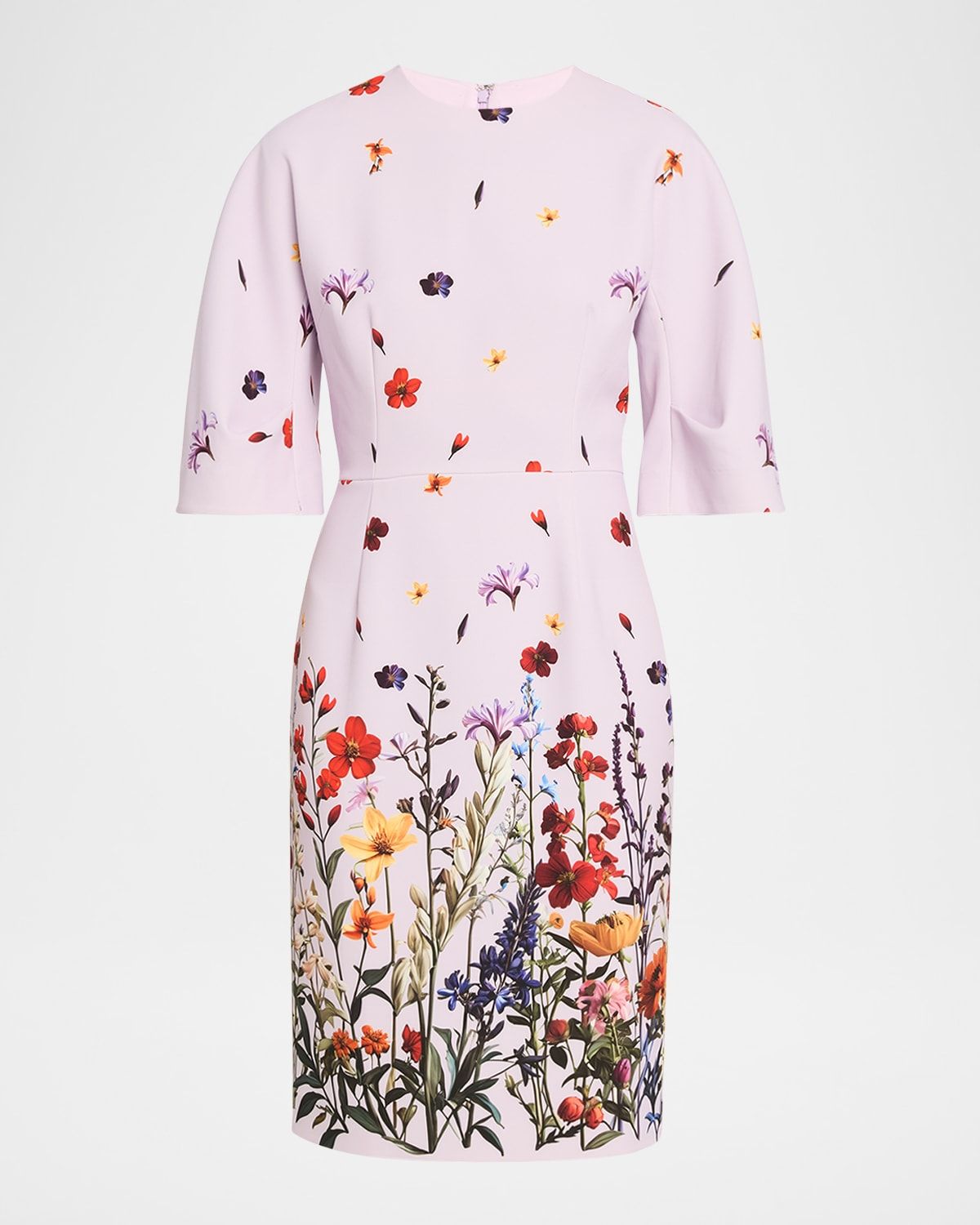 Floral-Print Crepe Column Dress