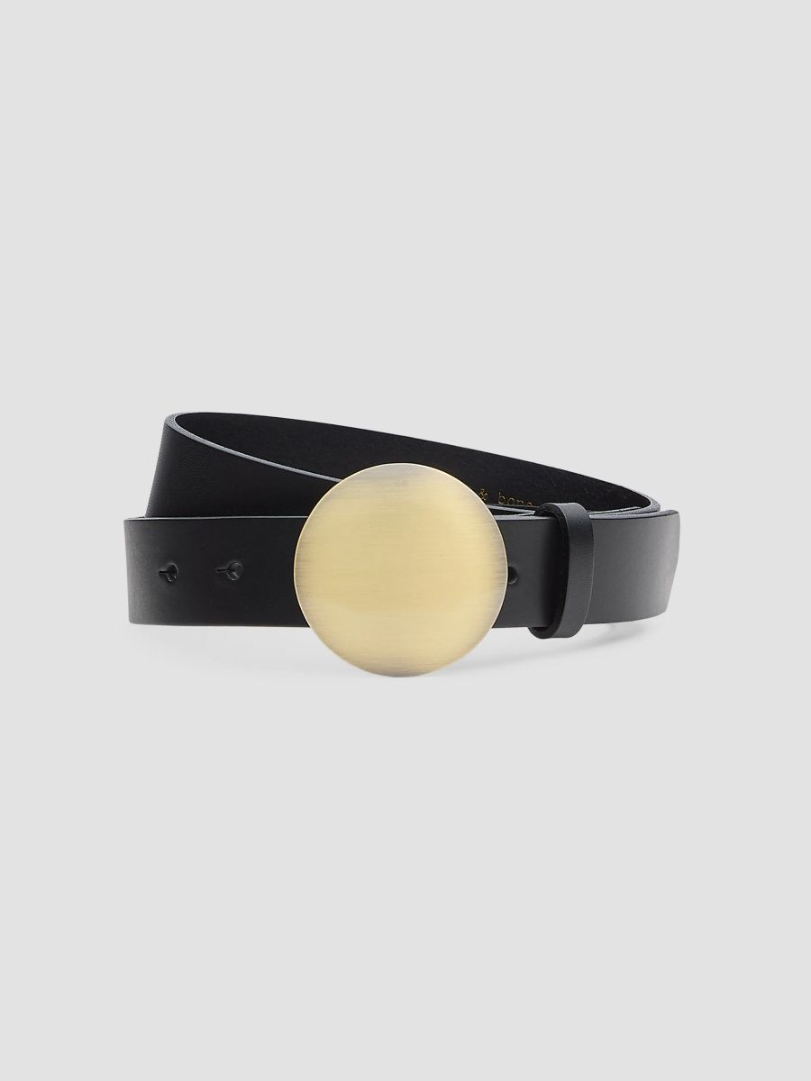 rag & bone Women's Dara Leather Belt - Black - Size Large