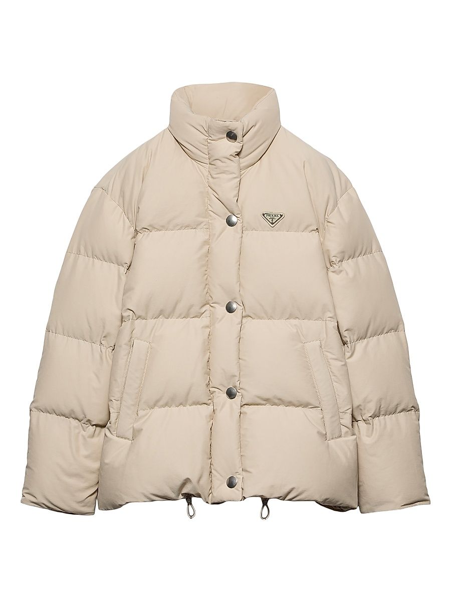 Women's Technical Fabric Down Jacket - Beige Khaki - Size 8
