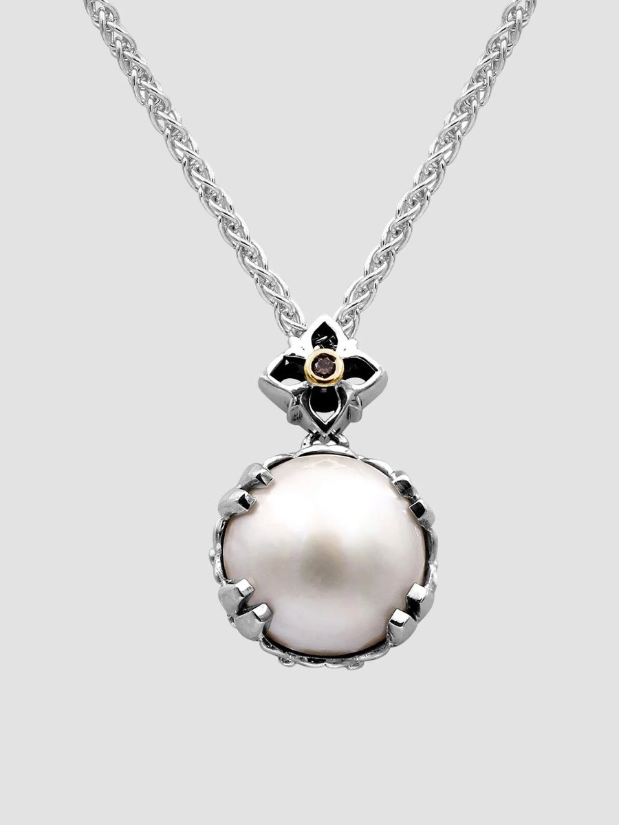 Stephen Dweck Women's Sterling Silver, 18K Yellow Gold, Cultured Mabé Pearl & 0.014 TCW Diamond Pendant Necklace - Silver