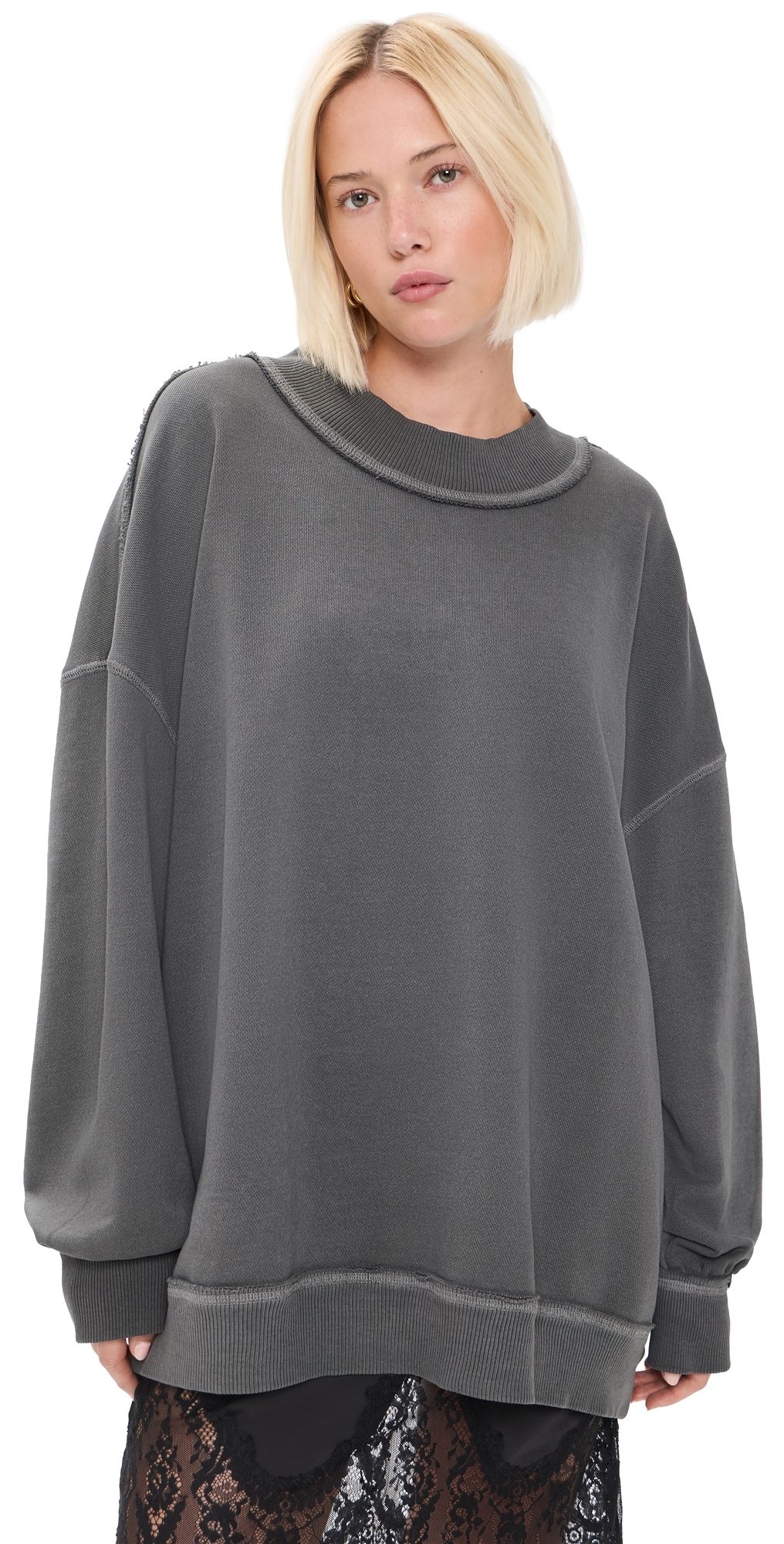 Free People Palm Springs Pullover Washed Black S