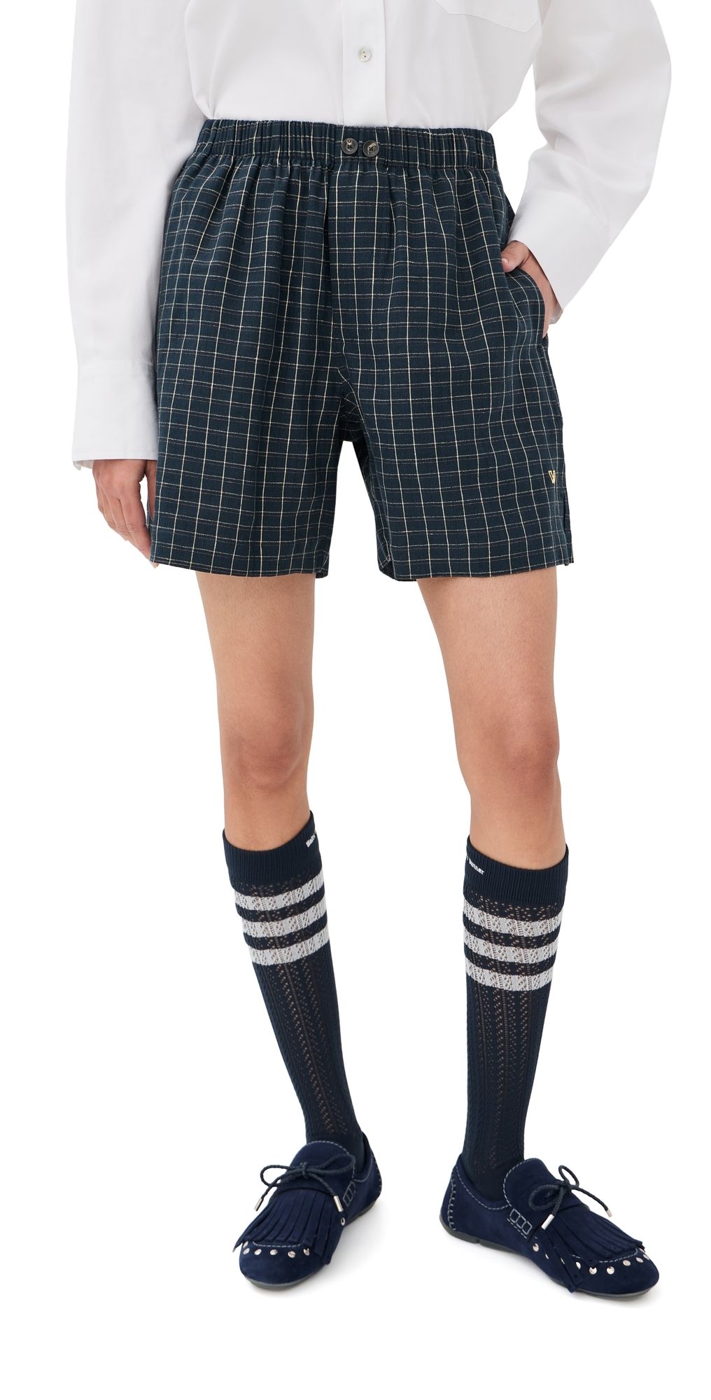 Wales Bonner Sunday Shorts Grey/Ivory/Navy XS