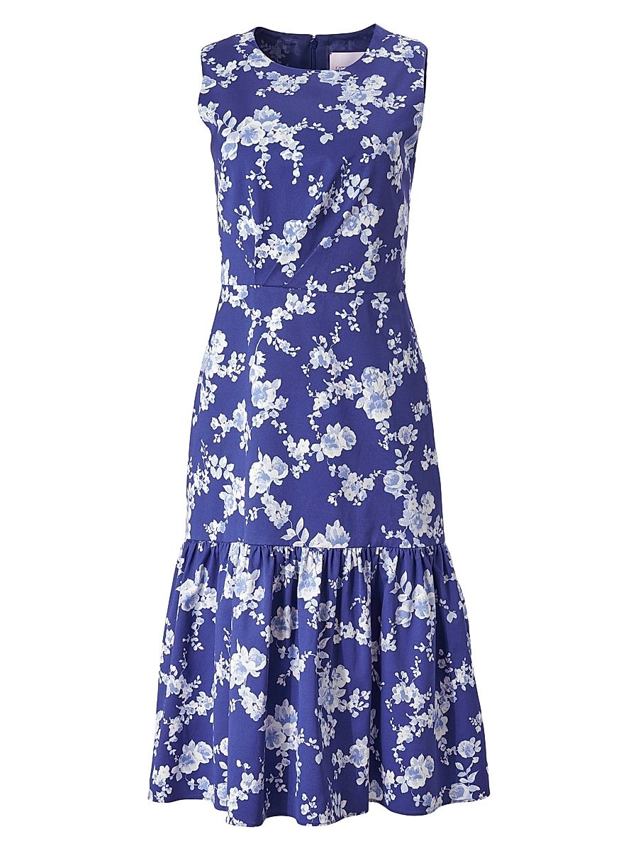 Women's Cabana Floral Cotton-Blend Knee-Length Dress - Nautilus Multi - Size 10