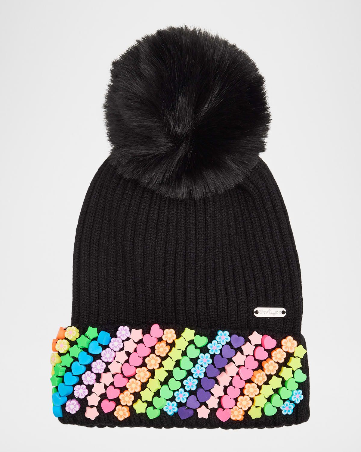 Kid & apos;s Ribbed Rainbow Charm Beanie