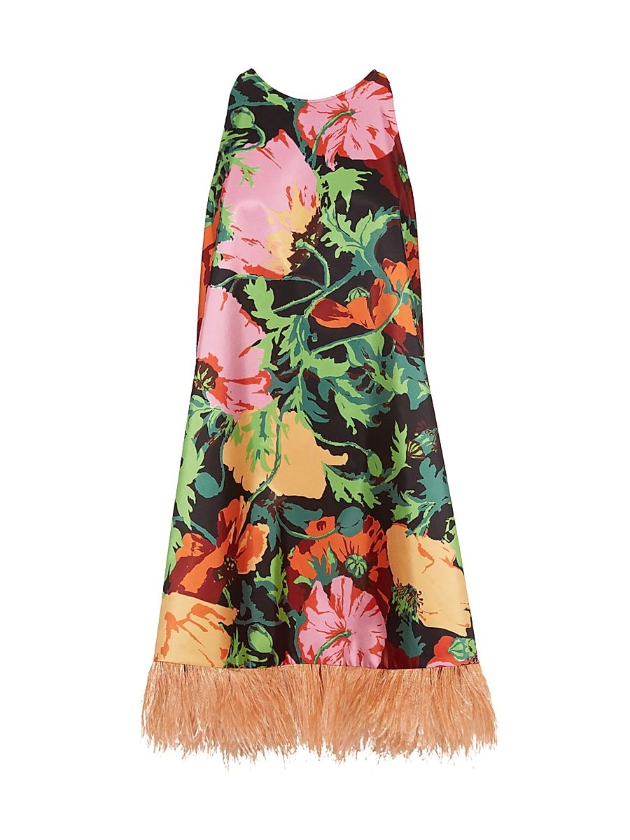 Women's La Fenice Mini Dress with Feathers - Wonderland Black - Size XXS