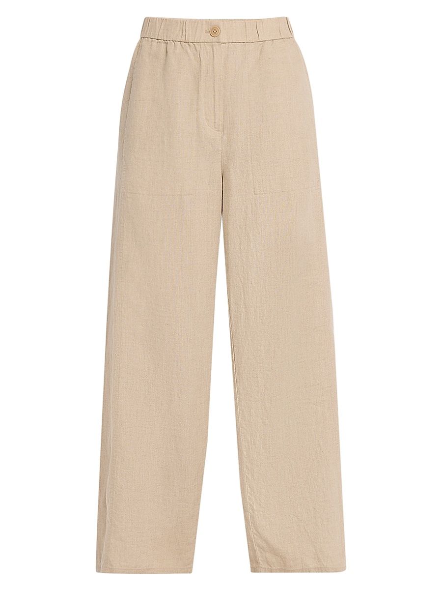 Women's Missy Linen Wide-Leg Ankle Pants - Beige - Size XL