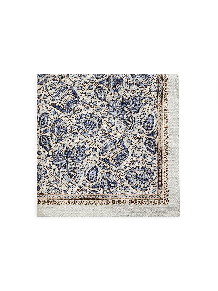 Men's Paisley Silk Pocket Square - Cream