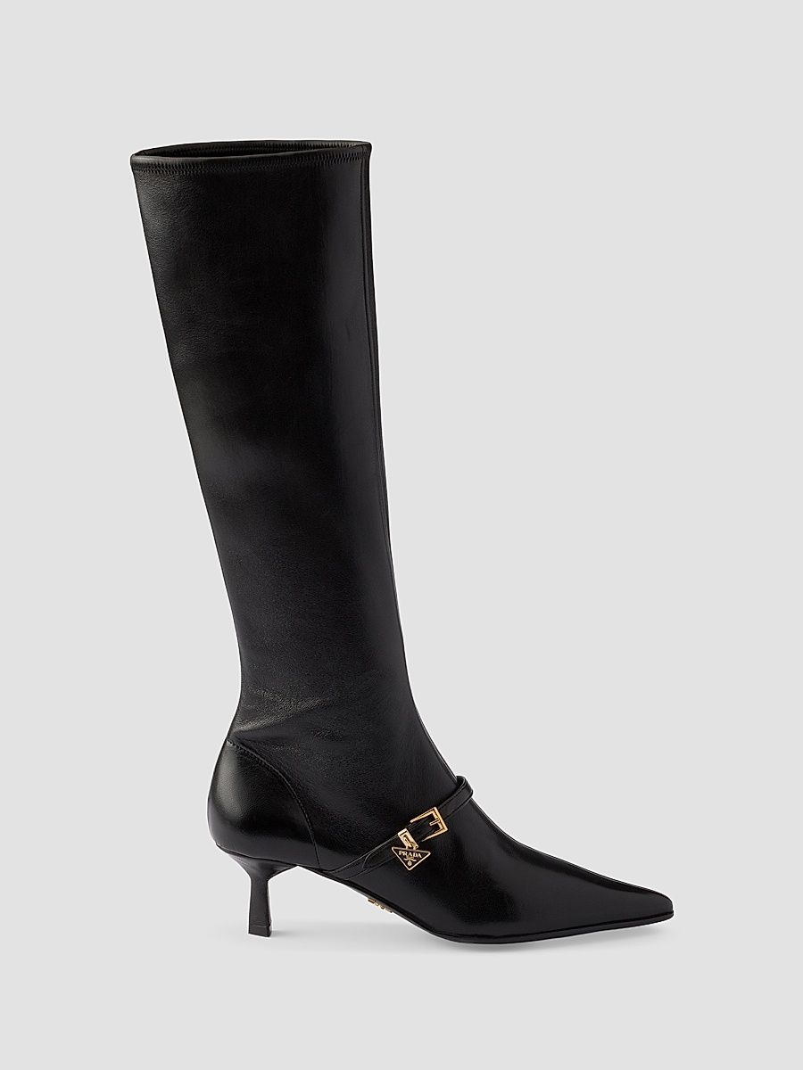 Women's Stretch Nappa Leather Boots - Black - Size 7