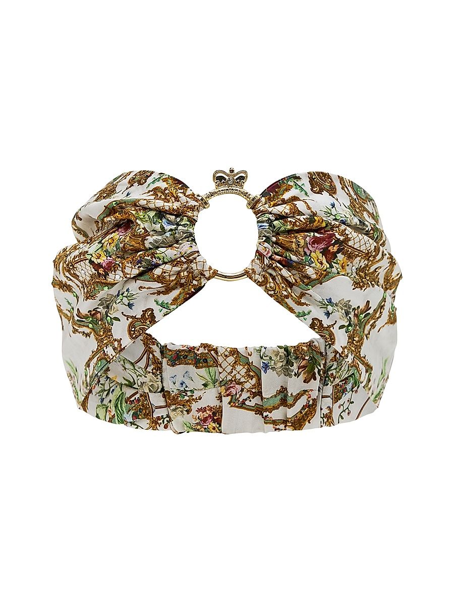 Women's Dressing Room Drama Silk Ring Headband - Brown White Multi