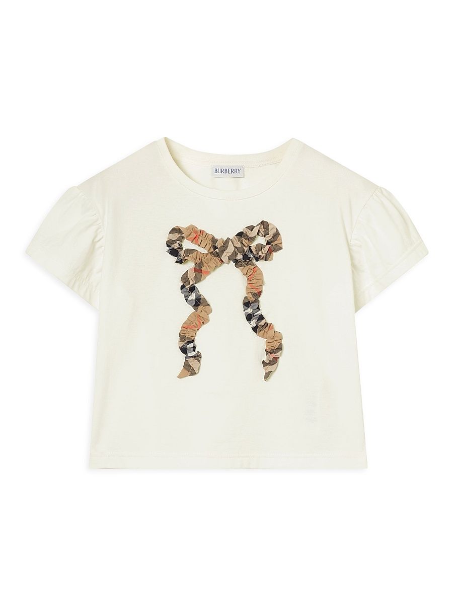 Baby Girl's, Little Girl's & Girl's Check Bow Appliqué T-Shirt - Chalk White - Size 3