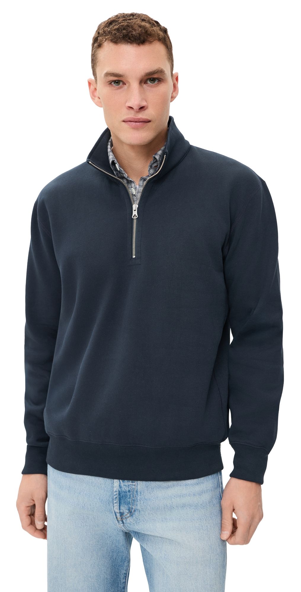 Reigning Champ Brushed Fleece Standard Quarter Zip Navy S
