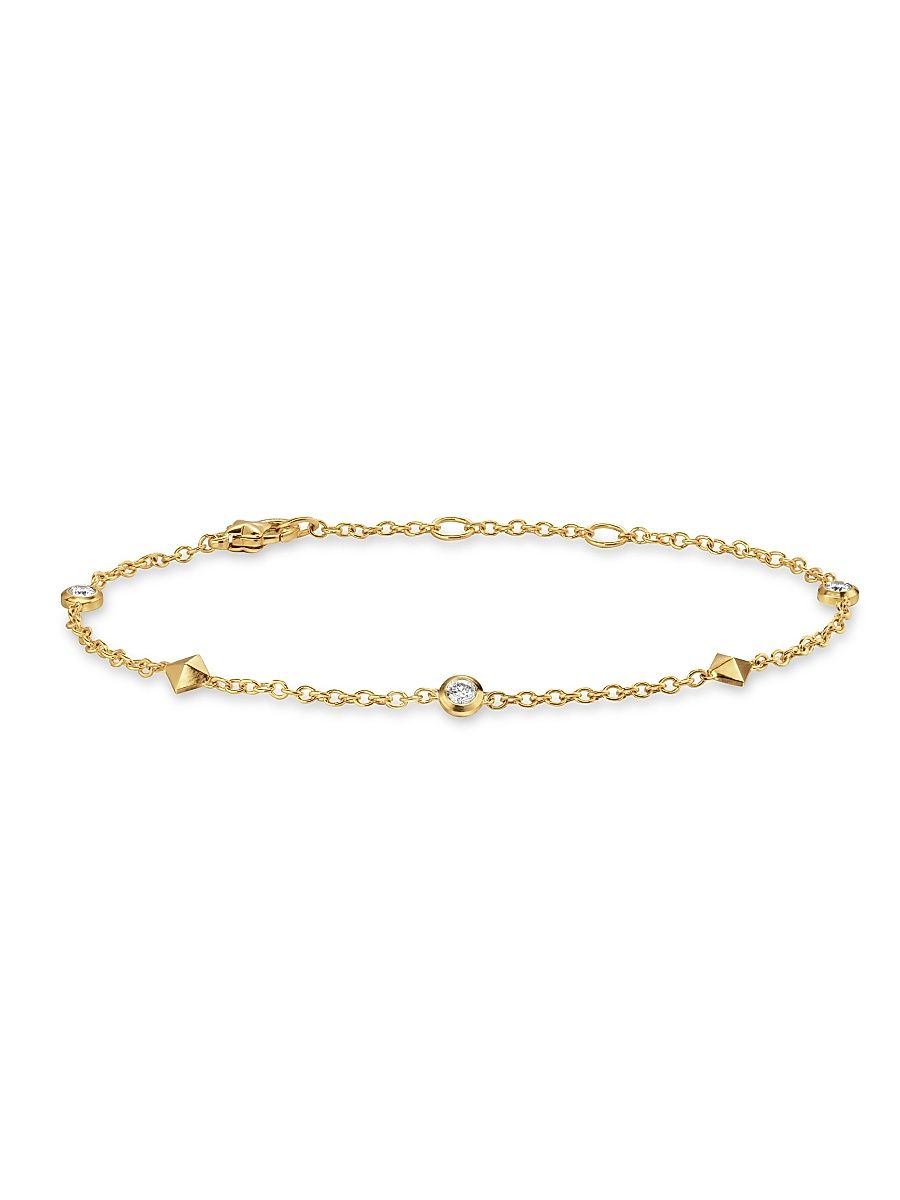 Women's Petite Modern Renaissance Station Bracelet in 18K Yellow Gold - Diamond