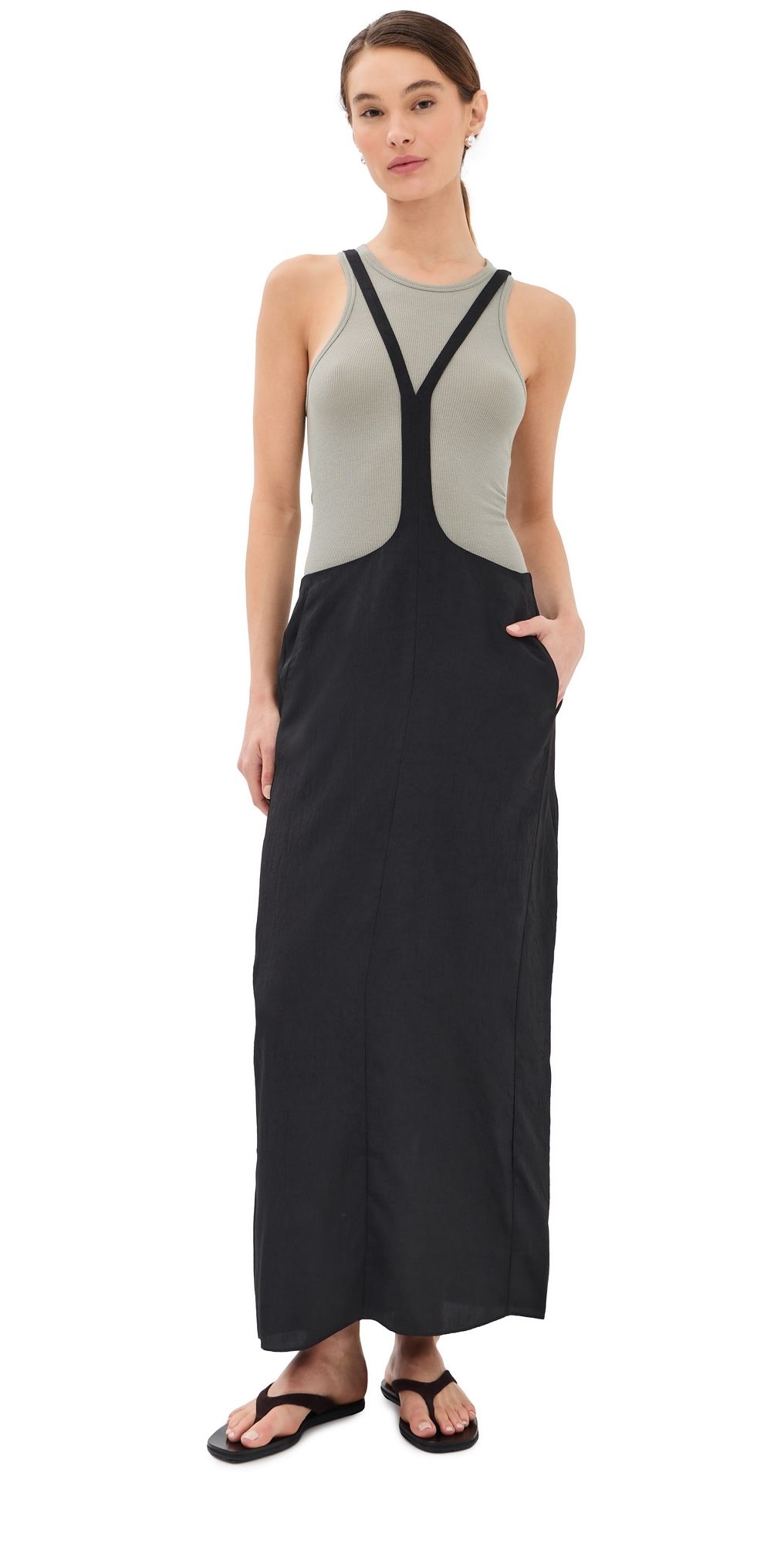Tibi Summer Crinkle Overall Skirt Black 2