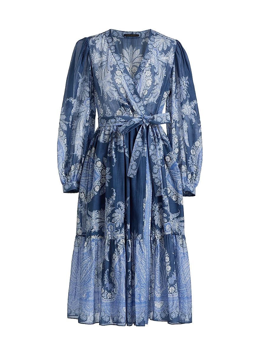 Women's Kai Printed Cotton-Silk Midi-Dress - Midnight Multi - Size XXL