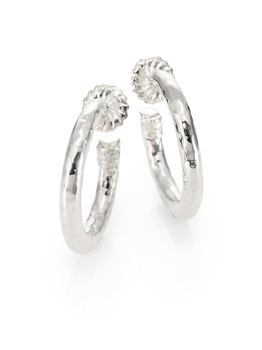 Women's Classico Small Sterling Silver Hammered Hoop Earrings - Silver