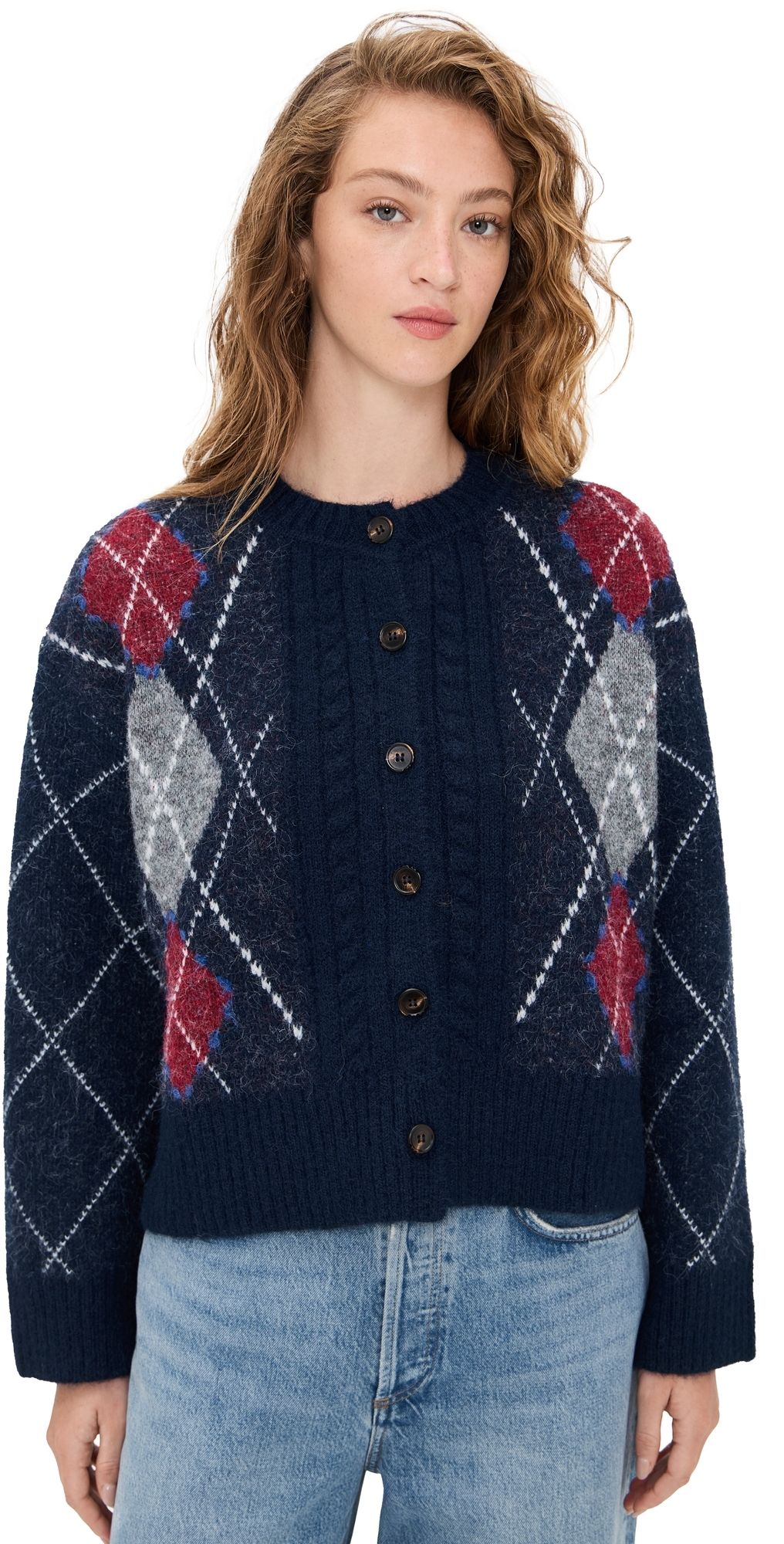 Moon River Cardigan Navy Multi L