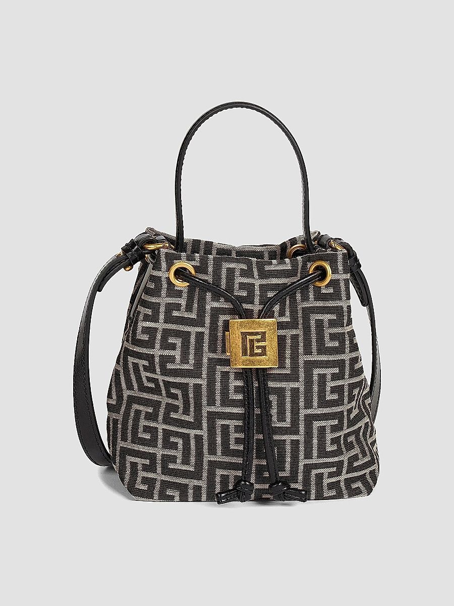 Balmain Women's Pulse Monogram Jacquard Bucket Bag - Ivoire Noir