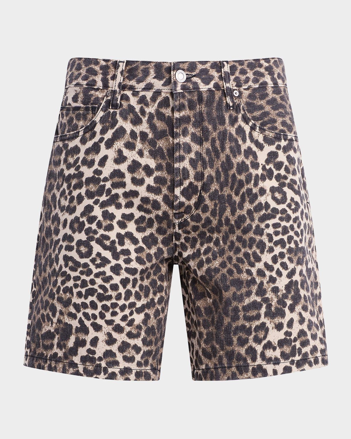 Men & apos;s Cotton Cheetah-Print Five-Pocket Shorts