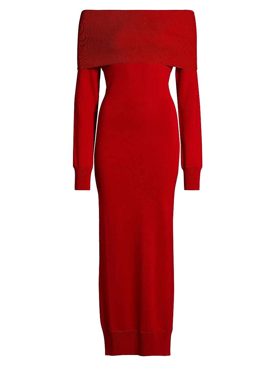 Women's Light Wool Maxi Dress - Lipstick Red - Size XS