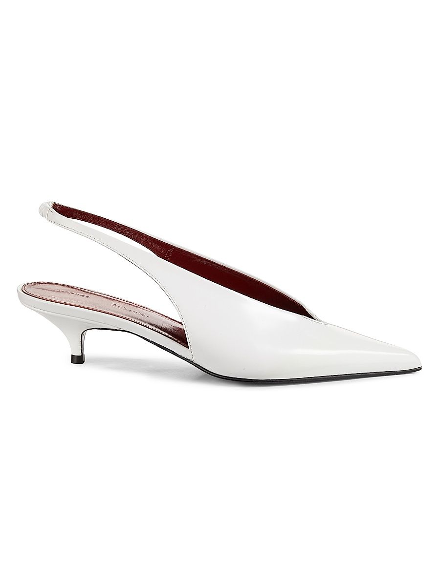 Women's Slash 40MM Leather Slingback Pumps - White - Size 11