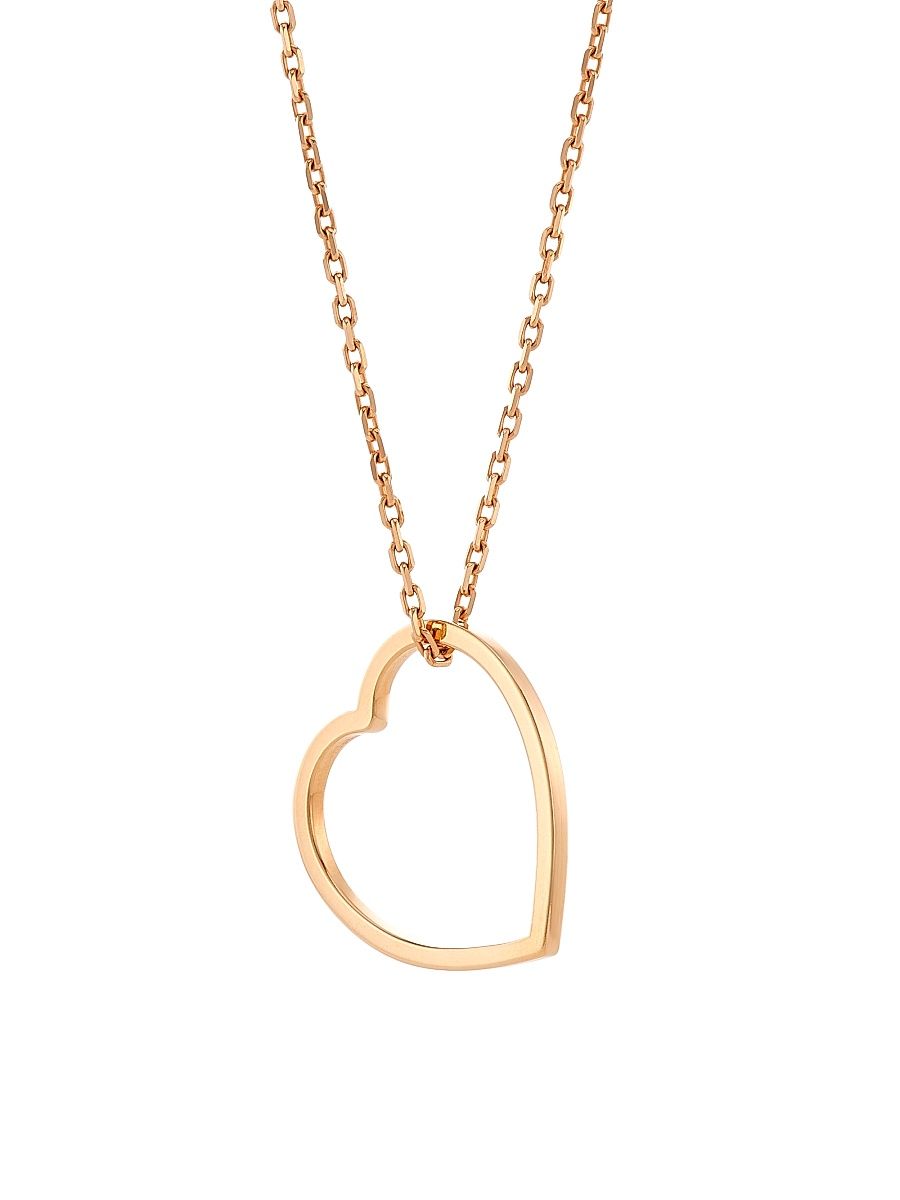 Women's Antifer 18K Gold Heart Long Pendant Necklace - Pink Gold