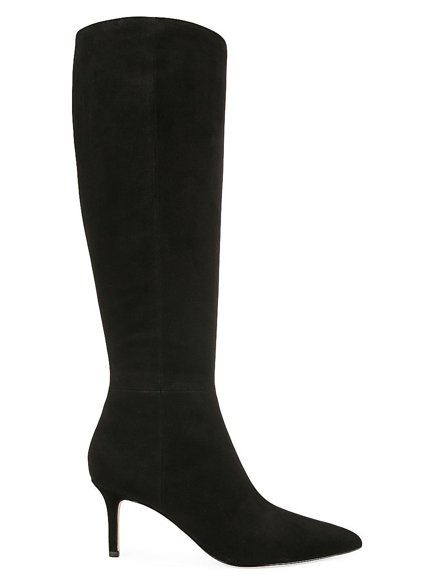 Women's Lisa 70MM Tall-Shaft Suede Boots - Black - Size 8