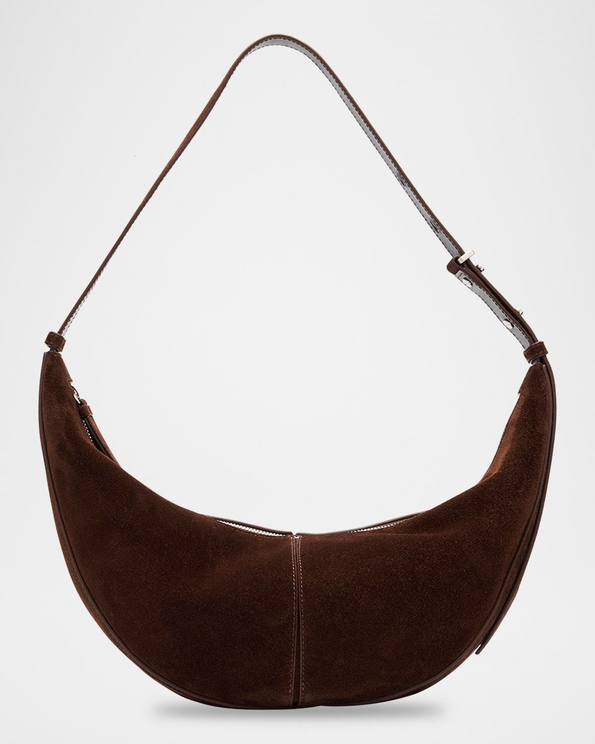 Slide Zip Suede Shoulder Bag