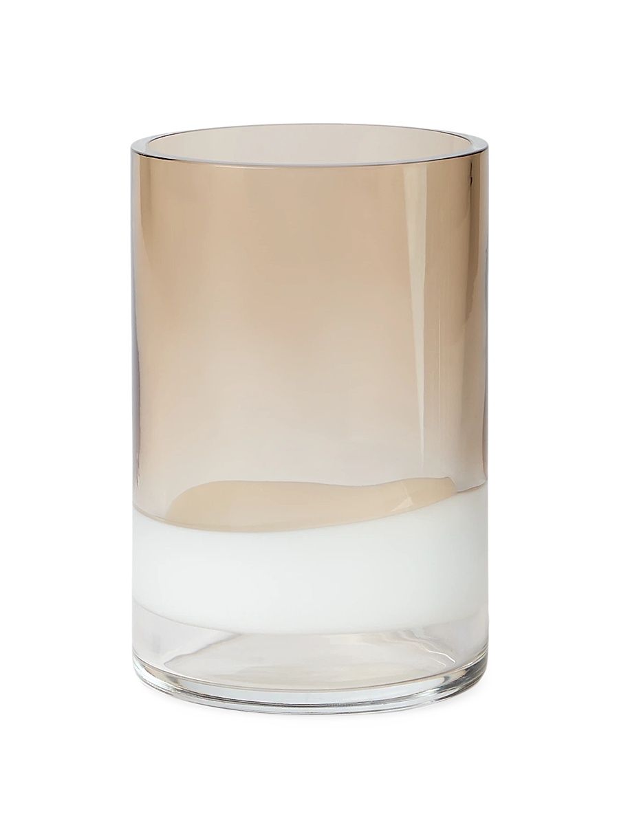 Murano Glass Small Striped Cilinder Vase - Natural