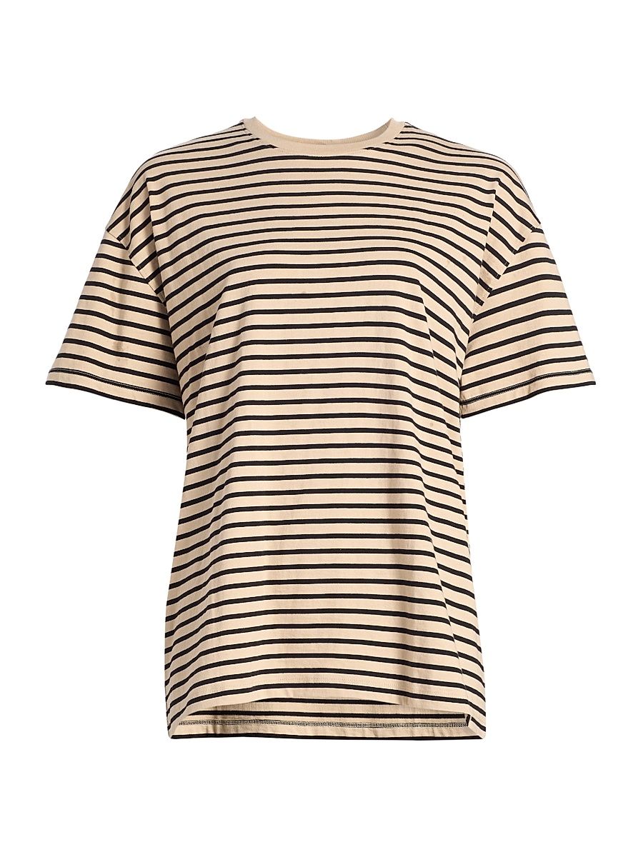 Women's Oversized Striped Heavyweight Jersey T-Shirt - Dune Black - Size XS