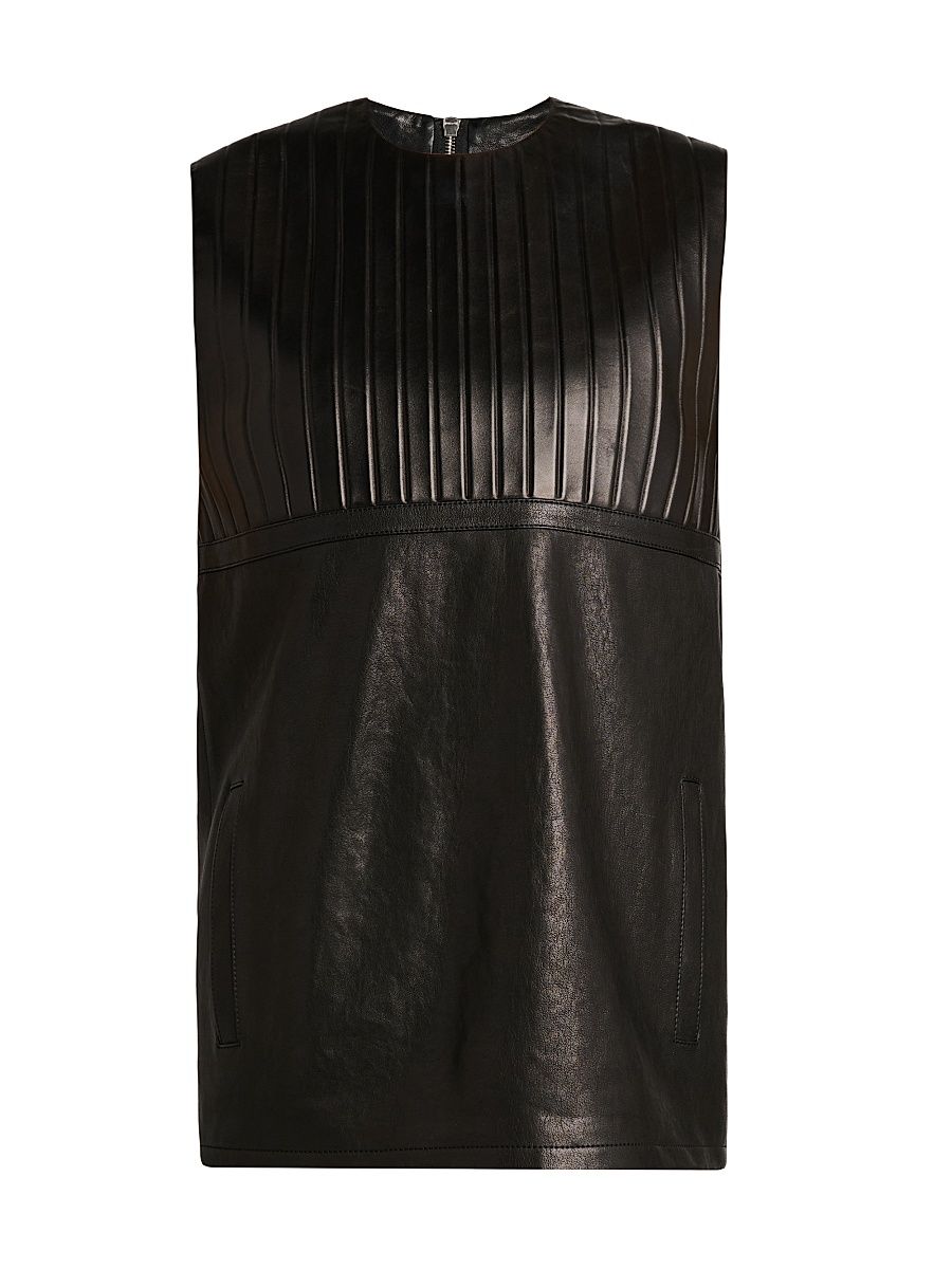Women's Ribbed Leather Minidress - Black - Size 8