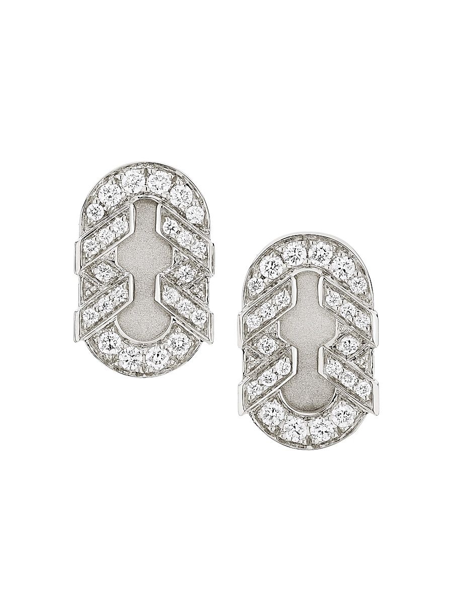 Women's Helix Studs Full Pavé 18K Yellow Gold - White Gold