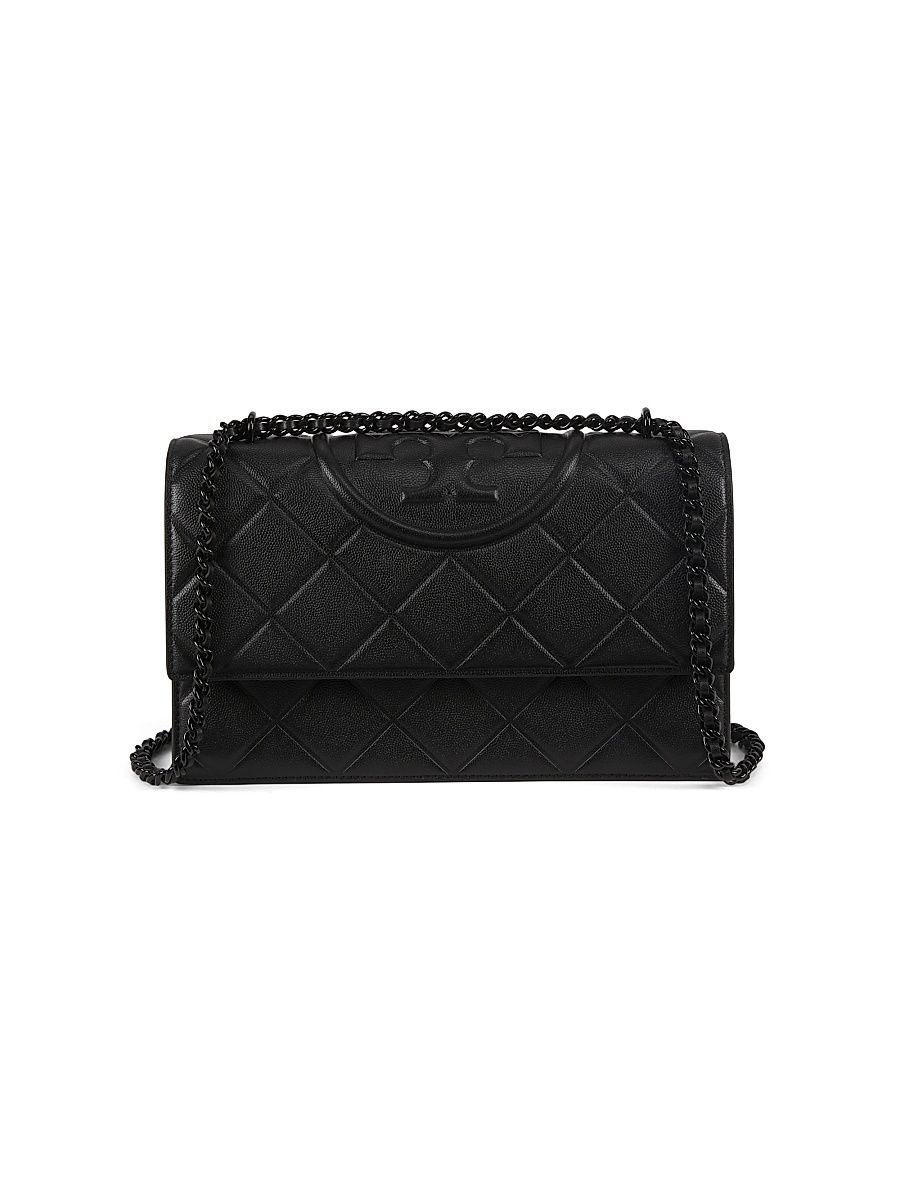 Women's Medium Fleming Matte Leather Shoulder Bag - Black