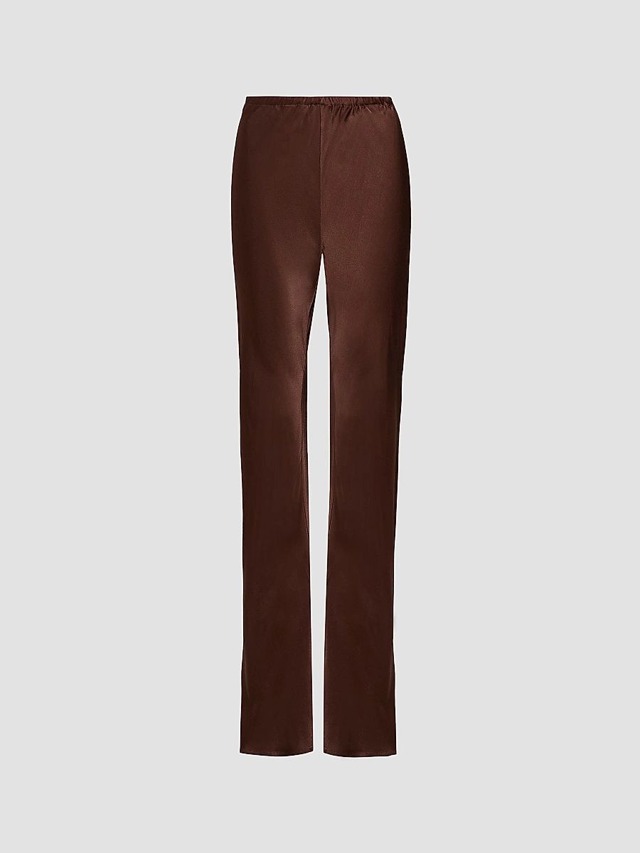 Lamarque Women's Emile Satin Relaxed-Fit Pants - Brown - Size Large