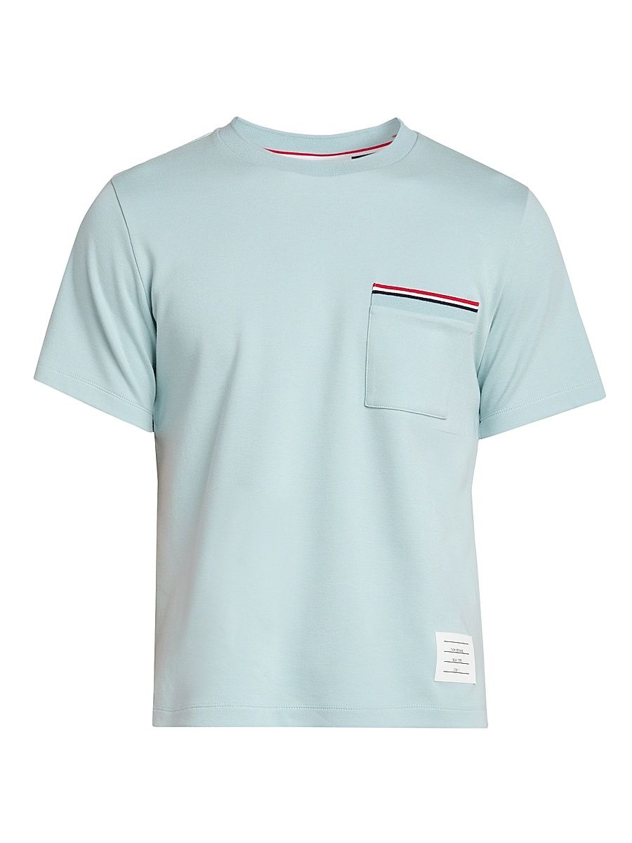 Men's Patch-Pocket Cotton T-Shirt - Light Blue - Size XXL