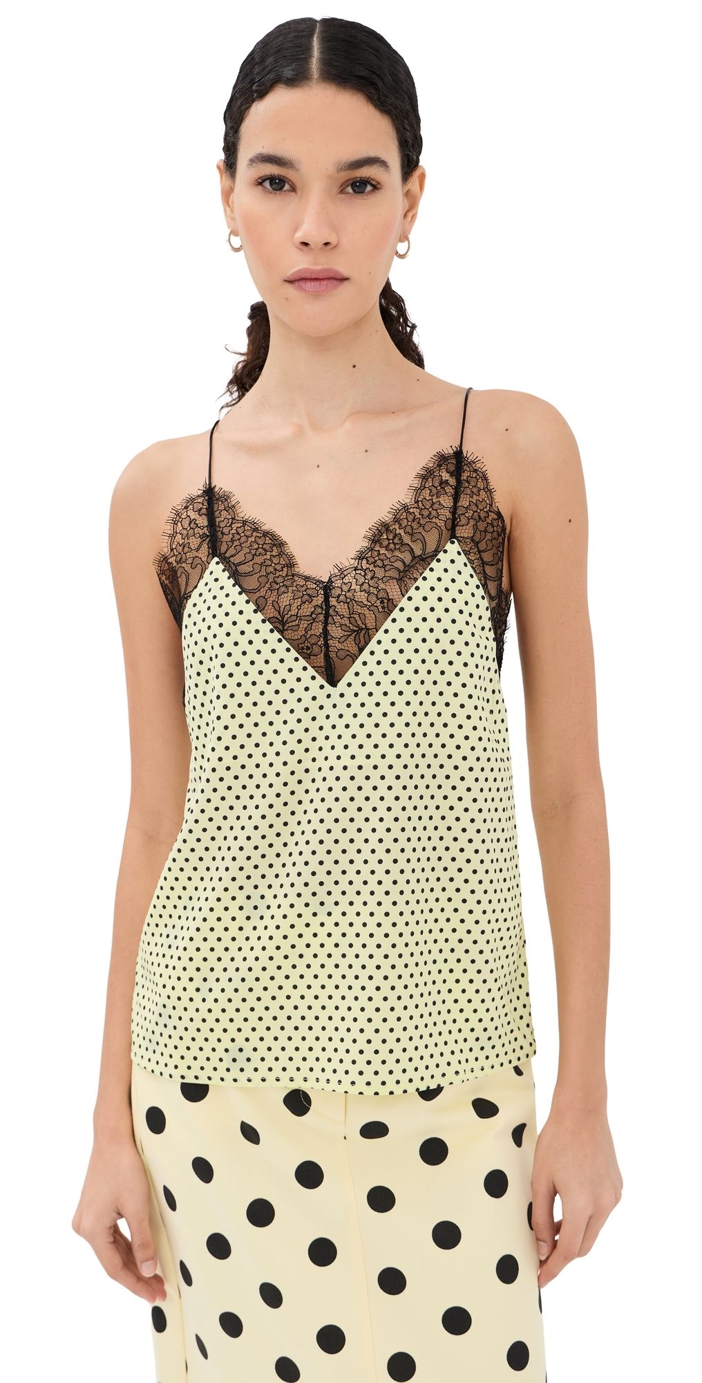 FRANÇOISE Layla Silk Top Lemon Polka Dot 42