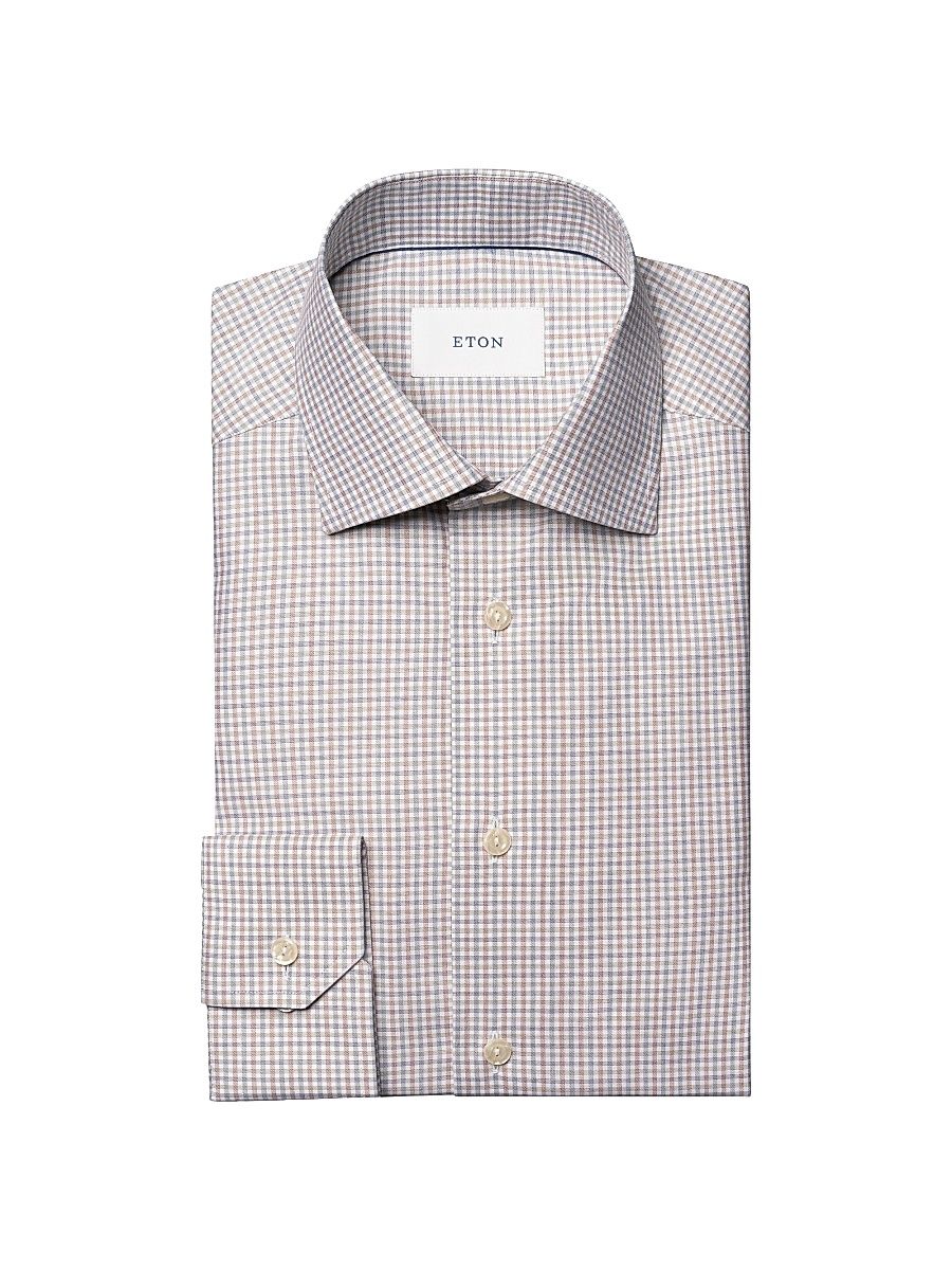 Men's Contemporary Fit Check Shirt - Red - Size 18