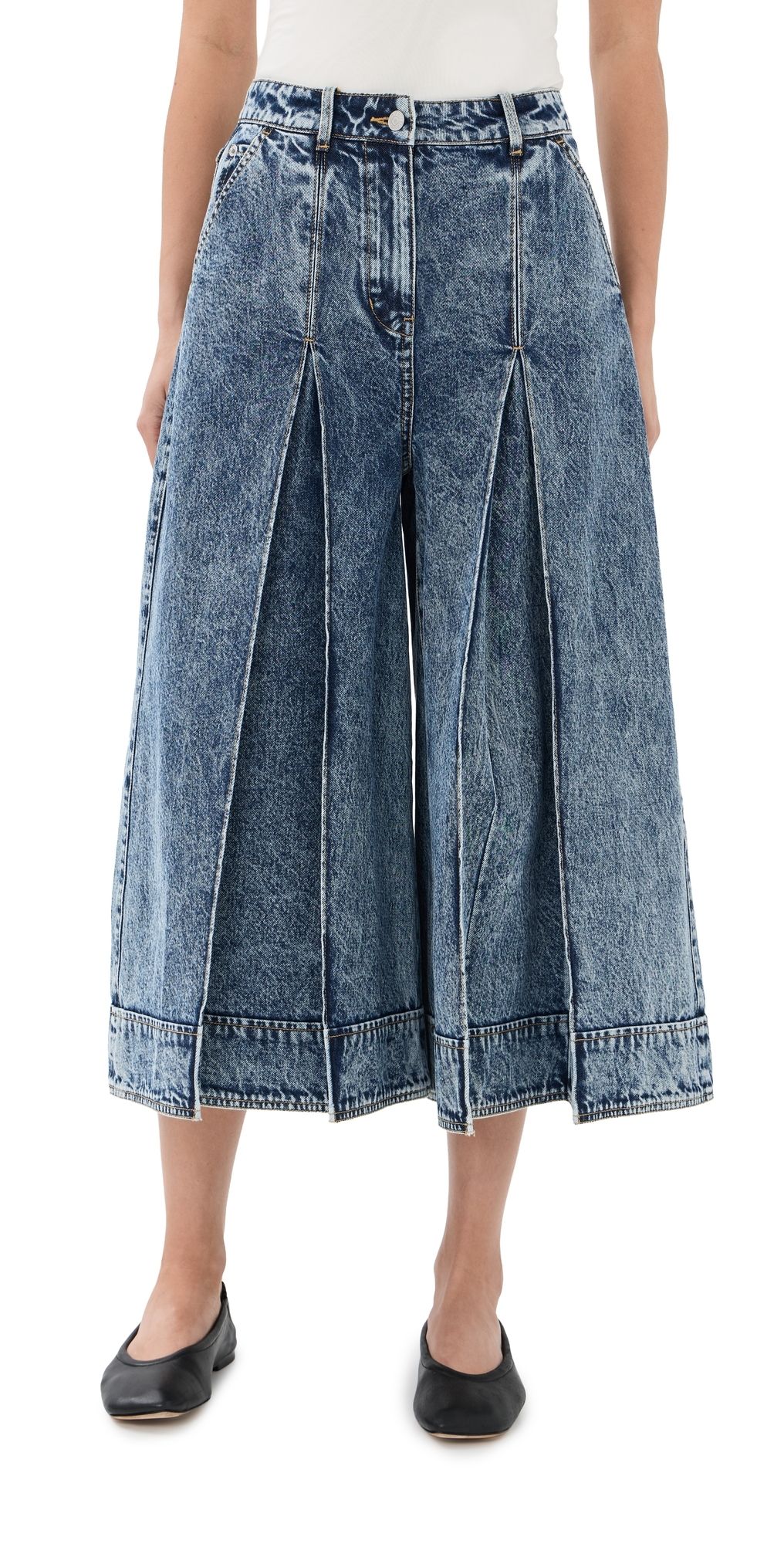3.1 Phillip Lim Lightweight Denim Culottes Washed Medium Blue 12