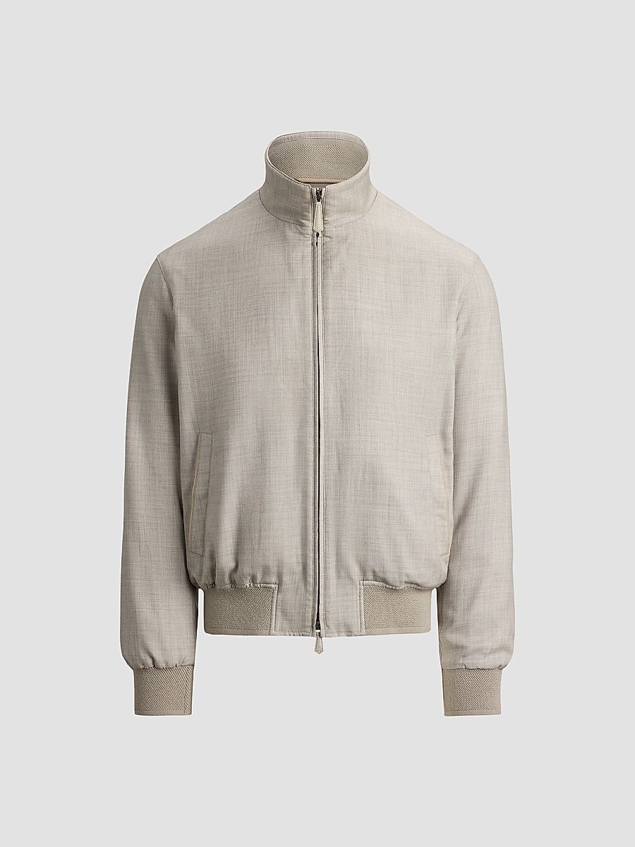 Men's Felton Cashmere-Silk Bomber Jacket - Cream Pearl Grey - Size XXL