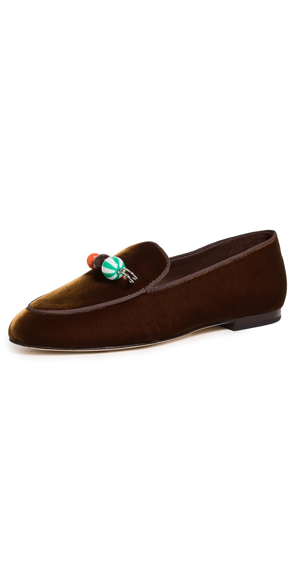 Loeffler Randall Vale Embellished Loafers Dark Brown 9