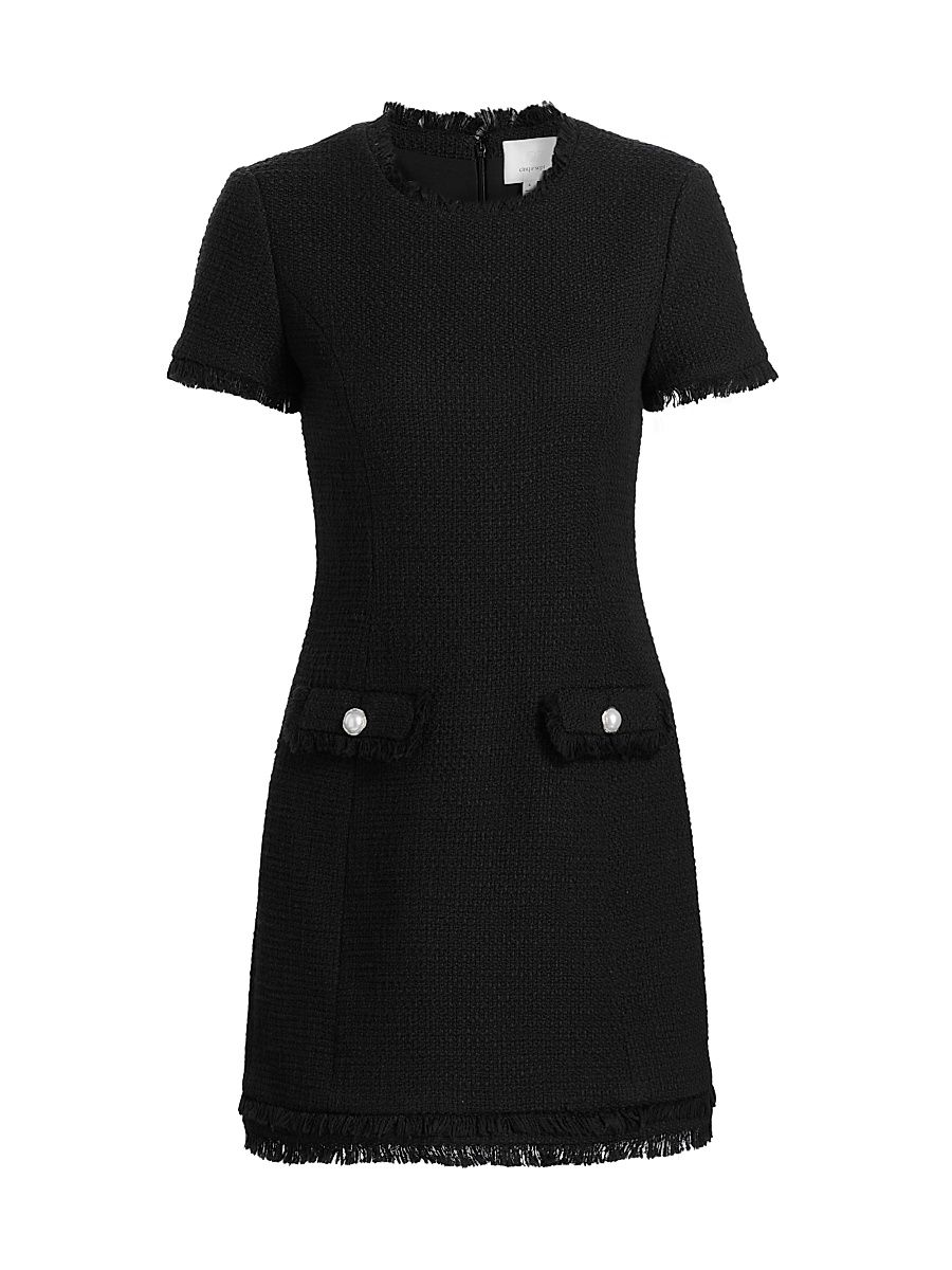 Women's Brandi Tweed Raw-Edge Minidress - Black - Size 4
