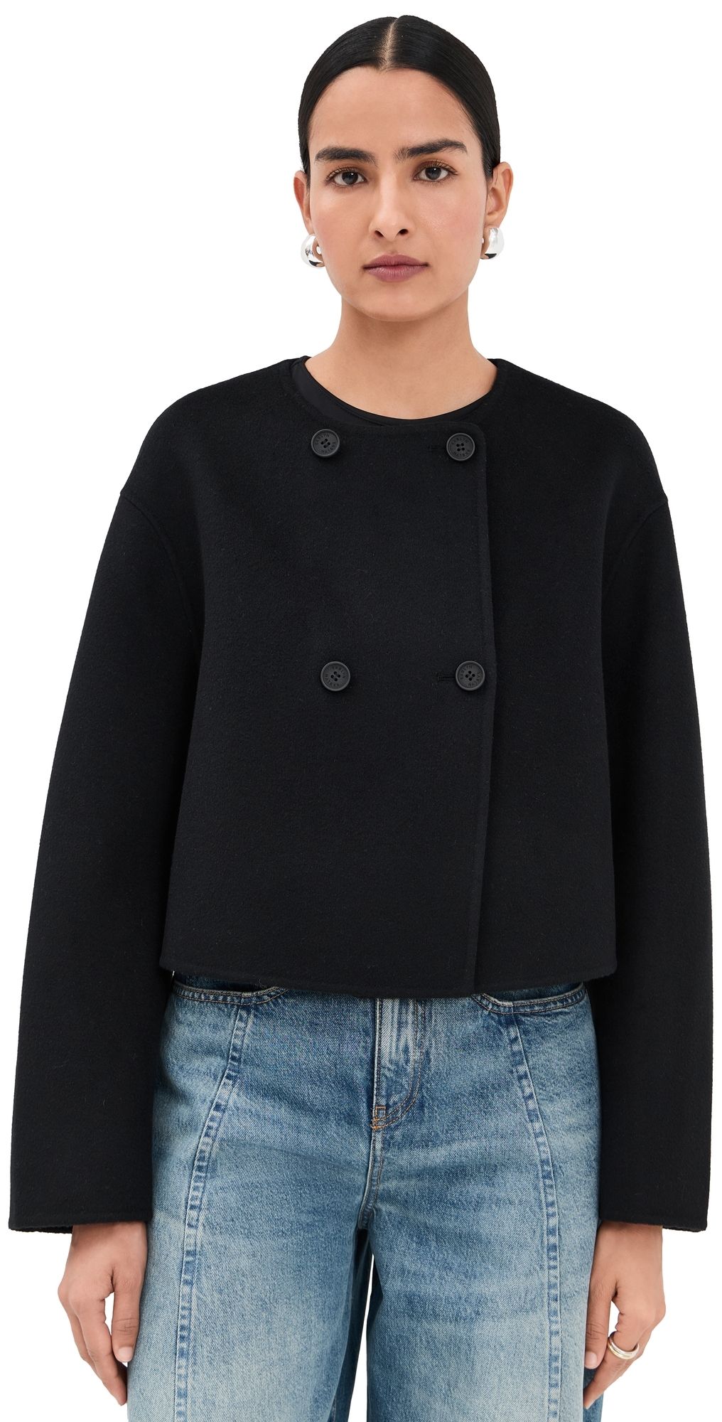 Sablyn Floren Cropped Double Breasted Coat Black L