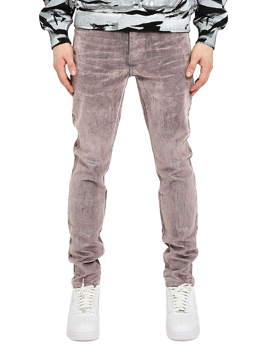 Men's Washed Stretch-Cotton Skinny Jeans - Purple - Size 40