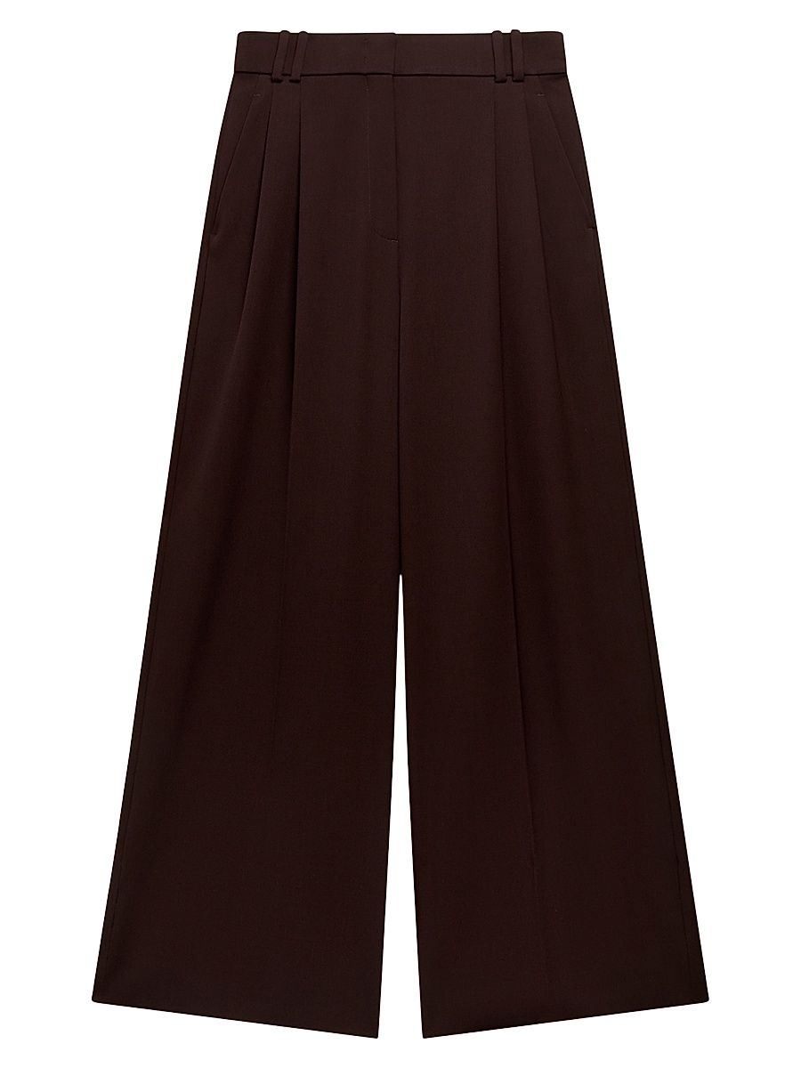 Women's Twill Pleated Trouser - Dark Chocolate - Size 18