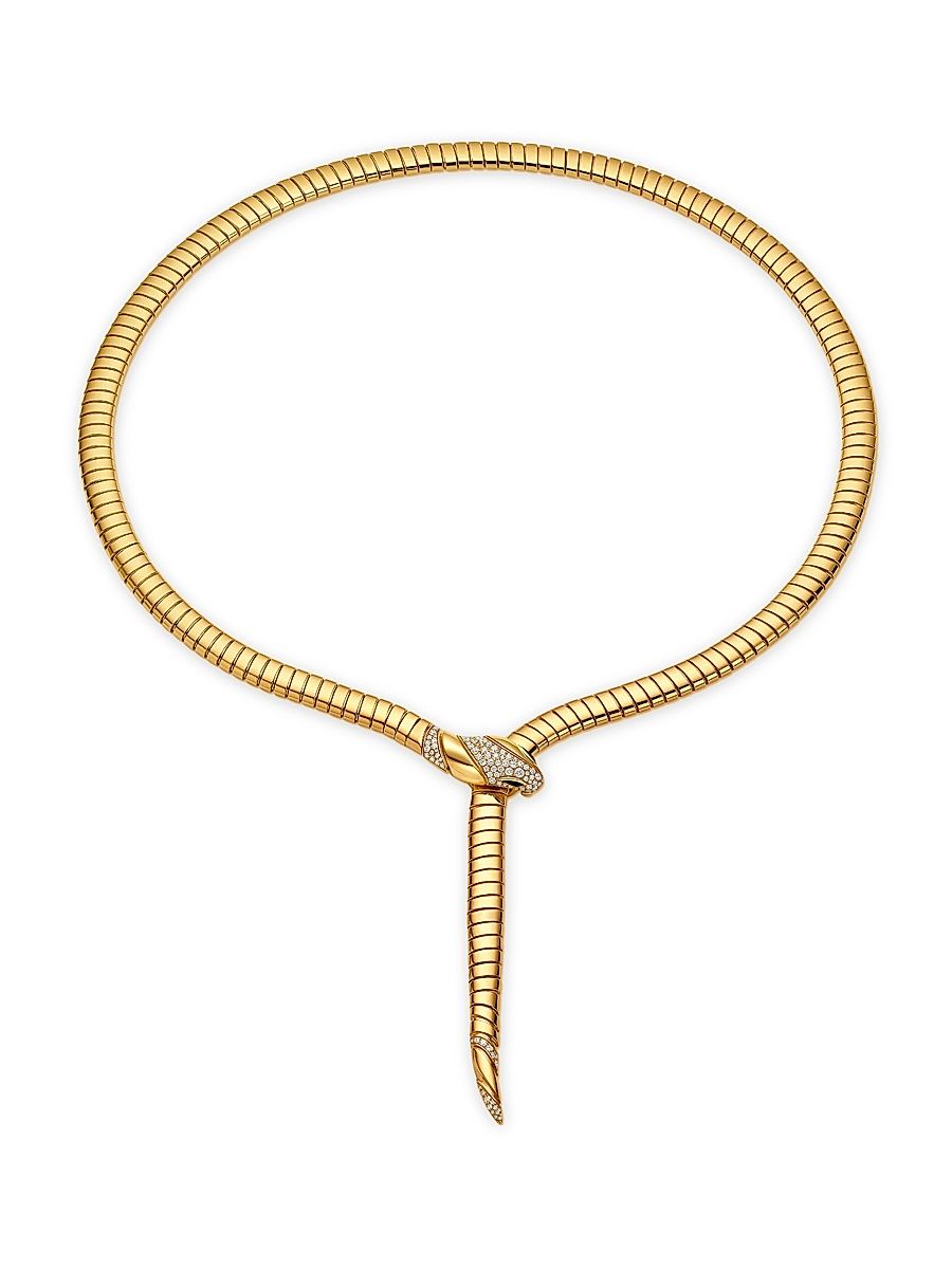 Women's Serpenti 18K Yellow Gold & 0.46 TCW Diamond Tubogas Necklace - Yellow Gold