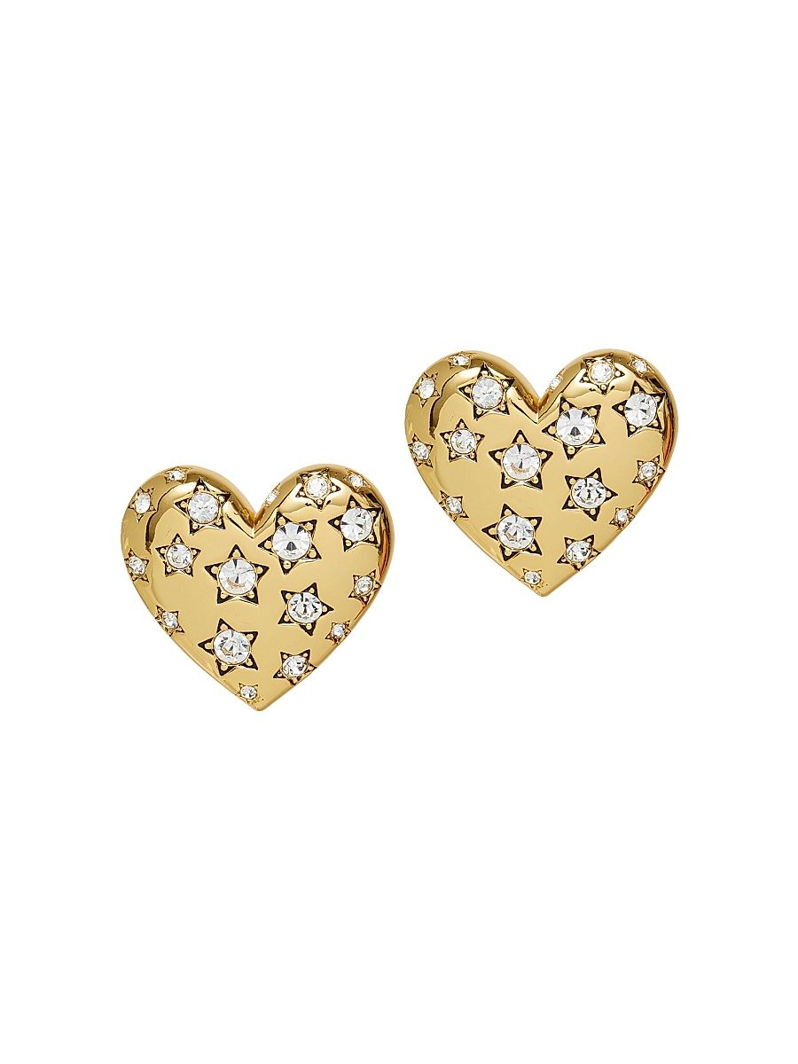 Women's Celestial Heart Button 14K-Gold-Plated & Crystal Earrings - Gold