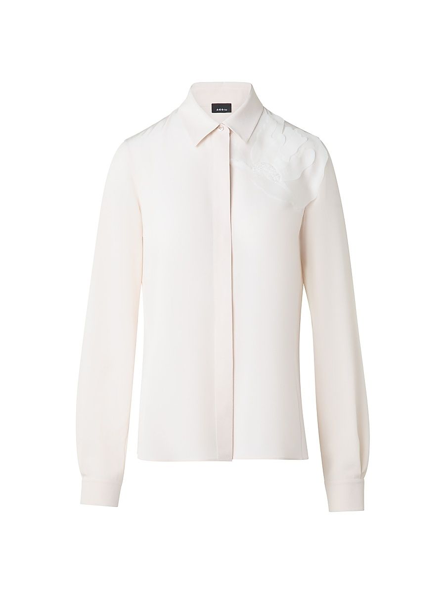 Women's Silk Crepe Blouse - Vanilla - Size 10