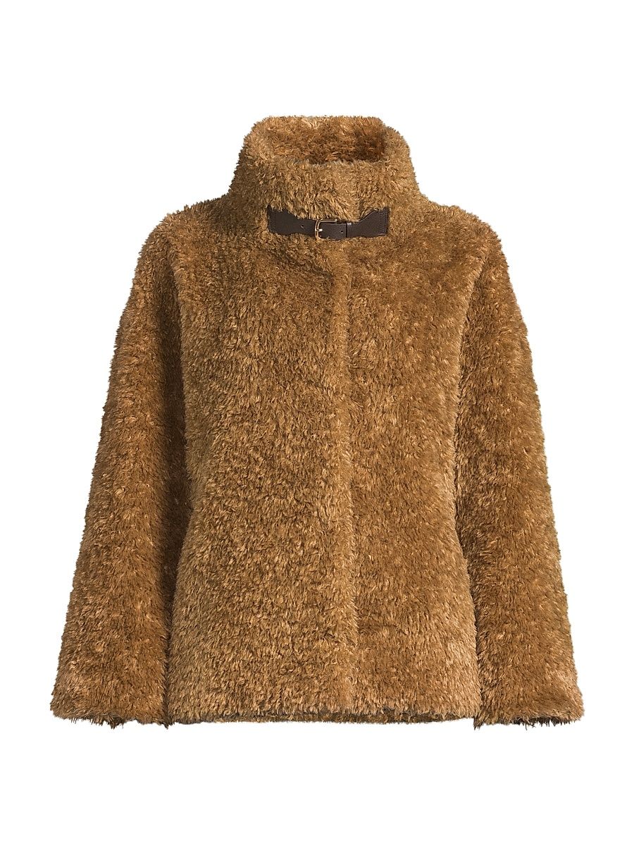 Women's Curly Faux-Fur Jacket - Sabbia - Size 10